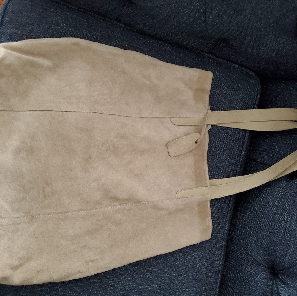 Target top handle tote green suede bag